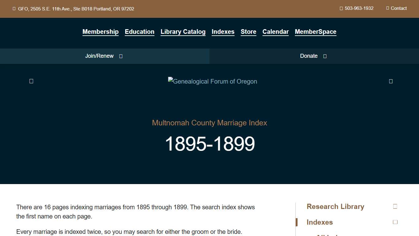 GFO: Vital Records:Marriage Index